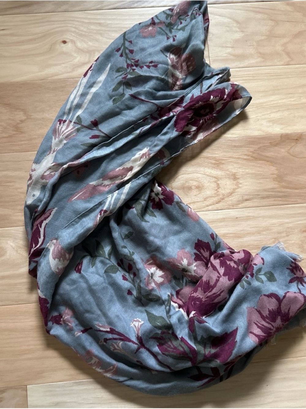 Jessica Simpson Floral Scarf in Dusty Grey and Plum